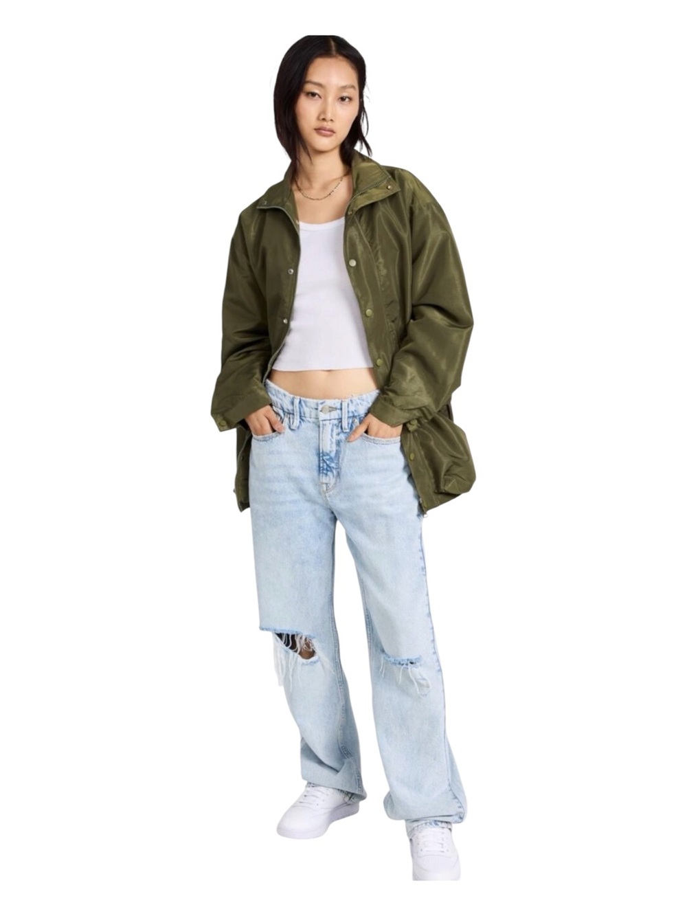 Lioness Quentin Parachute Utility Snap Front Jacket Jungle Green Medium NWT